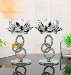 Kristallen Lotus Kandelaar Set, Wit, Nieuw, Ophalen of Verzenden, Metaal