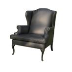 Oorfauteuils zwart leer, Ophalen, Gebruikt, Klassiek, 75 tot 100 cm