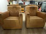 2 cognac leren fauteuils, Gebruikt, Ophalen of Verzenden, 50 tot 75 cm, Leer