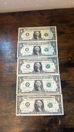 5x 1 dollar biljet, Postzegels en Munten, Bankbiljetten | Amerika, Setje, Ophalen of Verzenden, Noord-Amerika
