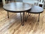 Moderne Ronde Bijzettafel - Eiken blad & Stalen poten, Huis en Inrichting, Tafels | Salontafels, Ophalen, 50 tot 100 cm, Nieuw
