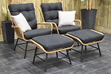 Carlton Loungeset 2 Lounge Tuinstoelen 2 Hockers Bamboo SHOW beschikbaar voor biedingen