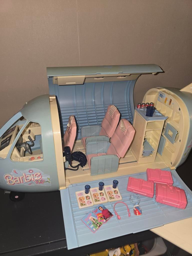 Barbie Vliegtuig 90s Vintage Mattel, Verzamelen, Poppenhuizen en Toebehoren, Gebruikt, Poppenhuis, Ophalen of Verzenden