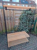 Metalen en houten kledingrek, Gebruikt, Ophalen of Verzenden, Metaal, Staande kapstok