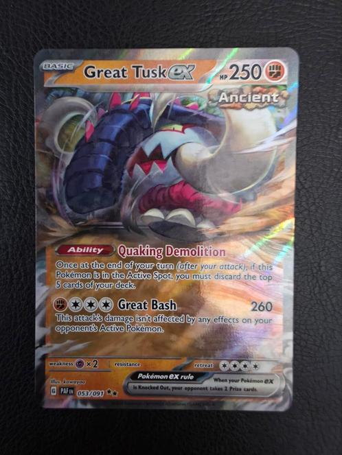 Great tusk #053 scarlet violet paldean fates, Hobby en Vrije tijd, Verzamelkaartspellen | Pokémon, Nieuw, Losse kaart, Ophalen of Verzenden