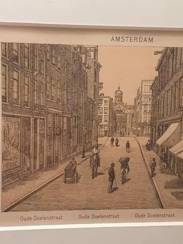 Litho Oude Doelenstraat in Amsterdam Tresling & Co., 1883 beschikbaar voor biedingen