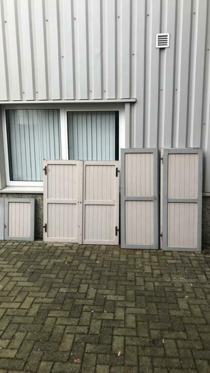 Set van 16 massief merantie raamluiken, Doe-het-zelf en Verbouw, Deuren en Horren, Zo goed als nieuw, Overige typen, Hout, Ophalen of Verzenden