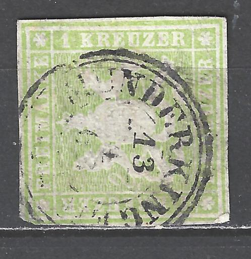 Duitsland Wurttemberg 13 geb 1859 ; MEER WURTTENBERG 15% CW, Postzegels en Munten, Postzegels | Europa | Duitsland, Gestempeld