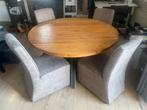 Houten Ronde Eethoek met 4 Stoelen, Ophalen, Gebruikt, 100 tot 150 cm, Vier personen