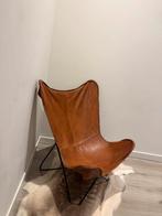 Vlinderstoel - Leer, Huis en Inrichting, Stoelen, Ophalen, Gebruikt, Bruin, Leer