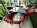 Te koop tuinset 4 rotan stoen en stevige tafel, 4 zitplaatsen, Gebruikt, Rotan, Ophalen of Verzenden