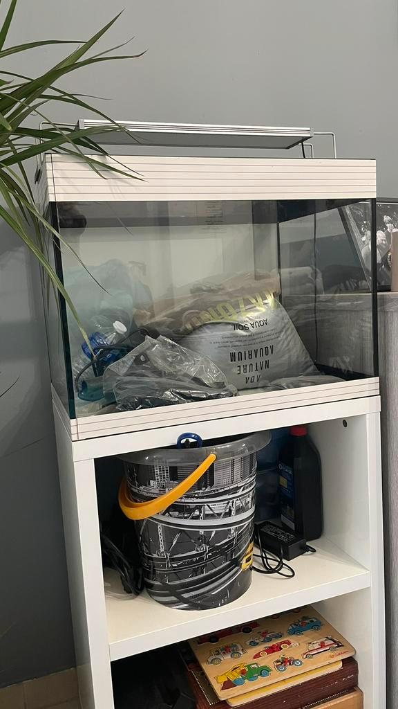 Compleet aquascape aquarium + toebehoren, Dieren en Toebehoren, Vissen | Aquaria en Toebehoren, Gebruikt, Leeg aquarium, Ophalen
