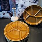 Vintage retro handgeglazuurd BBQ, fondue borden. 6 Stuks, Ophalen of Verzenden