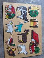 Houten Puzzel Boerderijdieren, 2 tot 4 jaar, Gebruikt, 10 tot 50 stukjes, Ophalen of Verzenden