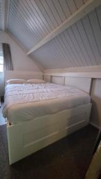 Ikea bed met lades en hoofdbord (evt. M-line matras), Huis en Inrichting, Slaapkamer | Bedden, Gebruikt, Wit, Tweepersoons, 200 cm