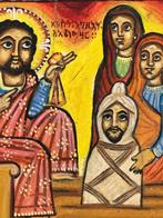 250769 Oud Afrikaans koptische schilderij op leer Ethiopie, Ophalen of Verzenden