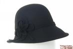 Dames dophoed Hawkins zwart vilt met vilten bloem 55-57 new, Hoed, Hawkins, Nieuw, One size fits all