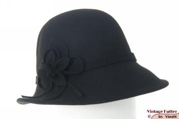 Dames dophoed Hawkins zwart vilt met vilten bloem 55-57 new beschikbaar voor biedingen