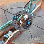 Lange Tribal Stijl Ketting met Metaal, Hout en Steen, Sieraden, Tassen en Uiterlijk, Kettingen, Overige materialen, Blauw, Ophalen of Verzenden