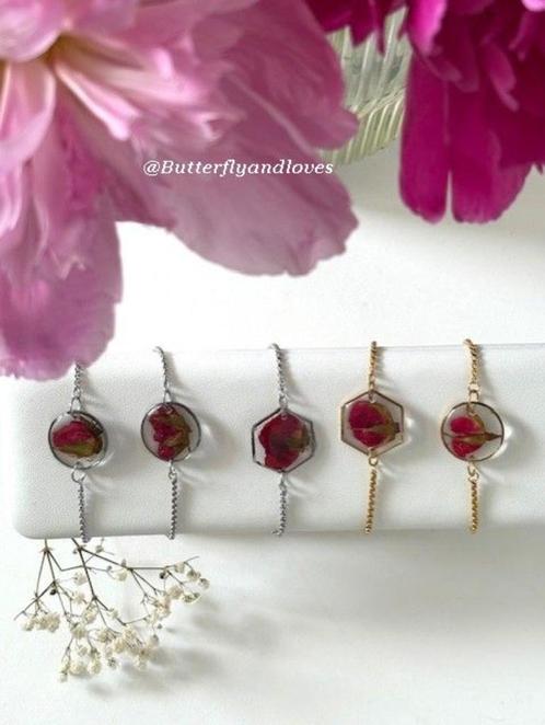 Echte rode roos armband  Liefde Cadeau geboortebloem juni, Sieraden, Tassen en Uiterlijk, Armbanden, Nieuw, Rood, Met bedels of kralen