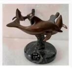 Kunst Design object brons dolfijn edelsteen Serpentijn, Antiek en Kunst, Ophalen of Verzenden