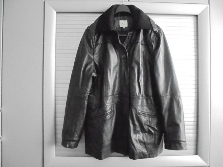 leren jas van Miss Etam zwart maat 48/50, Kleding | Dames, Jassen | Winter, Gedragen, Maat 46/48 (XL) of groter, Zwart, Ophalen of Verzenden