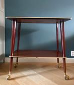 Vintage bijzettafel sidetable met wieltjes, Ophalen, Gebruikt, 50 tot 100 cm, Vintage