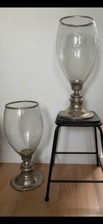 2 Windlichten met geslepen glas - 56cm, Huis en Inrichting, Woonaccessoires | Kandelaars en Kaarsen, Ophalen, Gebruikt, Overige kleuren