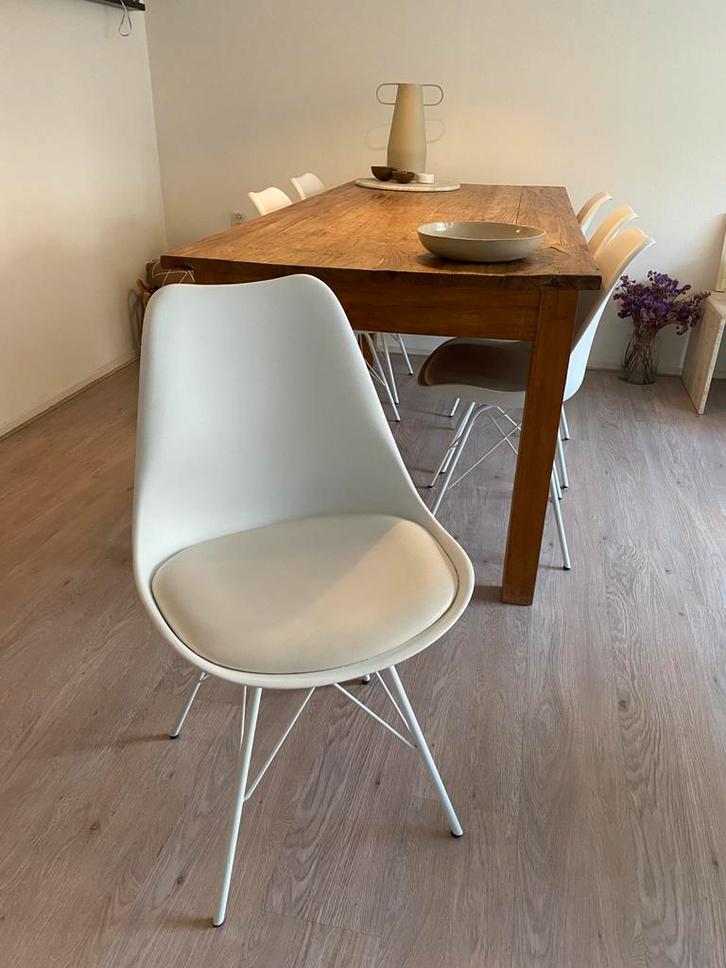 Witte eetkamer stoelen 6 stuks, Huis en Inrichting, Stoelen, Gebruikt, Vijf, Zes of meer stoelen, Overige materialen, Wit, Ophalen