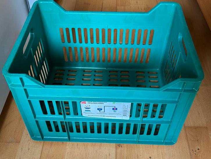 Fietskrat HEMA groen + kussen & deken, Doe-het-zelf en Verbouw, Kratten en Dozen, Gebruikt, Krat, Minder dan 50 cm, Minder dan 35 cm