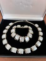 VINTAGE CORO MOONRAY SET PARELMOER KETTING / ARMBAND GOUD, Sieraden, Tassen en Uiterlijk, Antieke sieraden, Ophalen of Verzenden
