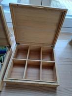2x houten theezakjes doos met 6 vakken, postcodeloterij, Ophalen, Zo goed als nieuw