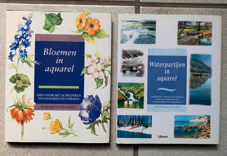 Aquarel Boeken: Bloemen & Waterpartijen, Boeken, Hobby en Vrije tijd, Zo goed als nieuw, Tekenen en Schilderen, Ophalen of Verzenden