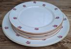 Oude Franse brocante roze roosjes borden, Digoin, Ophalen of Verzenden