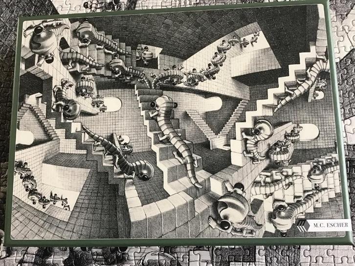 Escher Puzzel House of Stairs Bekking & Blitz 1000 stukjes, Hobby en Vrije tijd, Denksport en Puzzels, Zo goed als nieuw, Legpuzzel