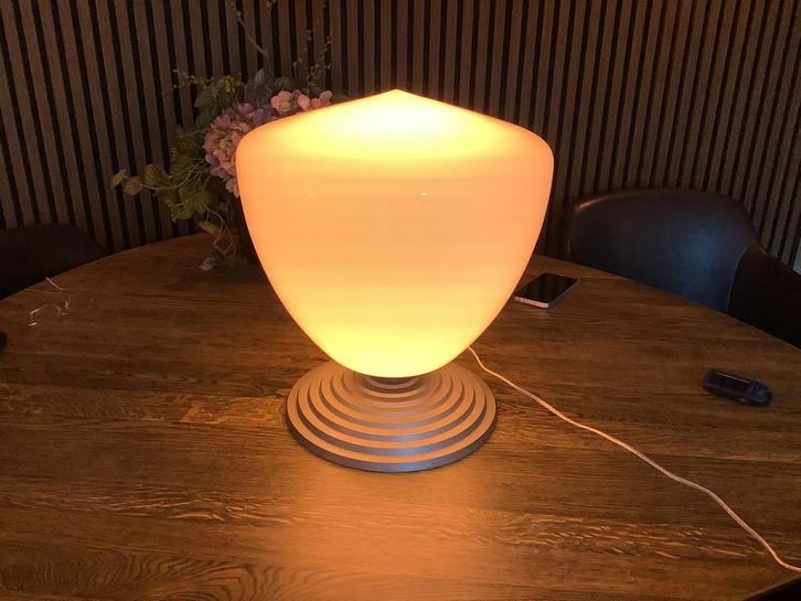 Glazen tafellamp, Huis en Inrichting, Lampen | Tafellampen, Zo goed als nieuw, Minder dan 50 cm, Metaal, Ophalen