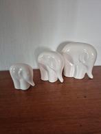 Witte keramische olifantjes - set van 3, Ophalen of Verzenden, Zo goed als nieuw, Overige materialen, Dierenbeeld