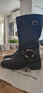 Olcay Dolshe laarzen, goud accent maat40, Kleding | Dames, Ophalen of Verzenden, Zo goed als nieuw, Zwart, Hoge laarzen