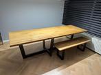 Industriële tafel met bankje 220x85cm, Ophalen, 200 cm of meer, 50 tot 100 cm, Zo goed als nieuw