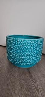 Turquoise plantenpot hoogte 19 cm breedte 22 cm, Tuin en Terras, Bloempotten, Rond, Gebruikt, Minder dan 25 cm, Binnen