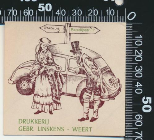 Sticker: Drukkerij Linskens - Weert - Volkwagen Kever (2), Verzamelen, Stickers, Zo goed als nieuw, Bedrijf of Vereniging, Verzenden