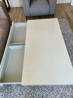 Hoogglans witte salontafel met lade met 2 vakken 80x35x150, Huis en Inrichting, Ophalen, Gebruikt