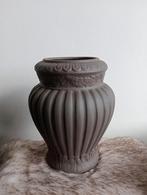 Taupe vaas handgeverfd 22 cm, Ophalen, Overige materialen, Overige kleuren, Zo goed als nieuw