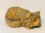 Signed Vintage MCM Brutalist Handmade Clay Cat, Ophalen of Verzenden