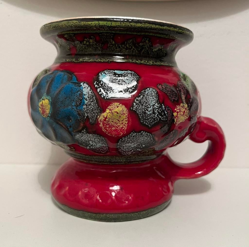 Kleurrijk vintage vaasje West Germany Bay Keramik, Antiek en Kunst, Antiek | Vazen, Ophalen of Verzenden