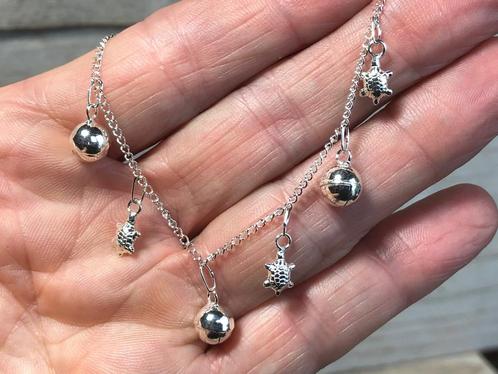 Echt Zilveren Bedelarmband - Bolletjes en Schildpadjes, Sieraden, Tassen en Uiterlijk, Armbanden, Nieuw, Zilver, Zilver, Verzenden