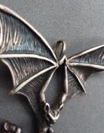 Vintage Zilveren 925 Vleermuis met Rozentak Ketting Hanger, Ophalen of Verzenden, Zilver, Hanger