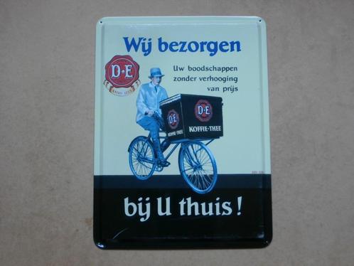 Vintage Douwe Egberts reclame bord D E koffie metaal 40x30cm, Verzamelen, Merken en Reclamevoorwerpen, Gebruikt, Reclamebord, Ophalen of Verzenden