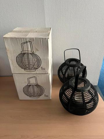 4 sfeervolle WINDLICHTEN Rotanlook Zwart 2 nieuw, 2 gebruikt beschikbaar voor biedingen