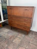 Vintage Houten Ladekast retro jaren 50-60 teak klep €245, Gebruikt, Teakhout, Vintage retro midcentury jaren 60 teak lade kast